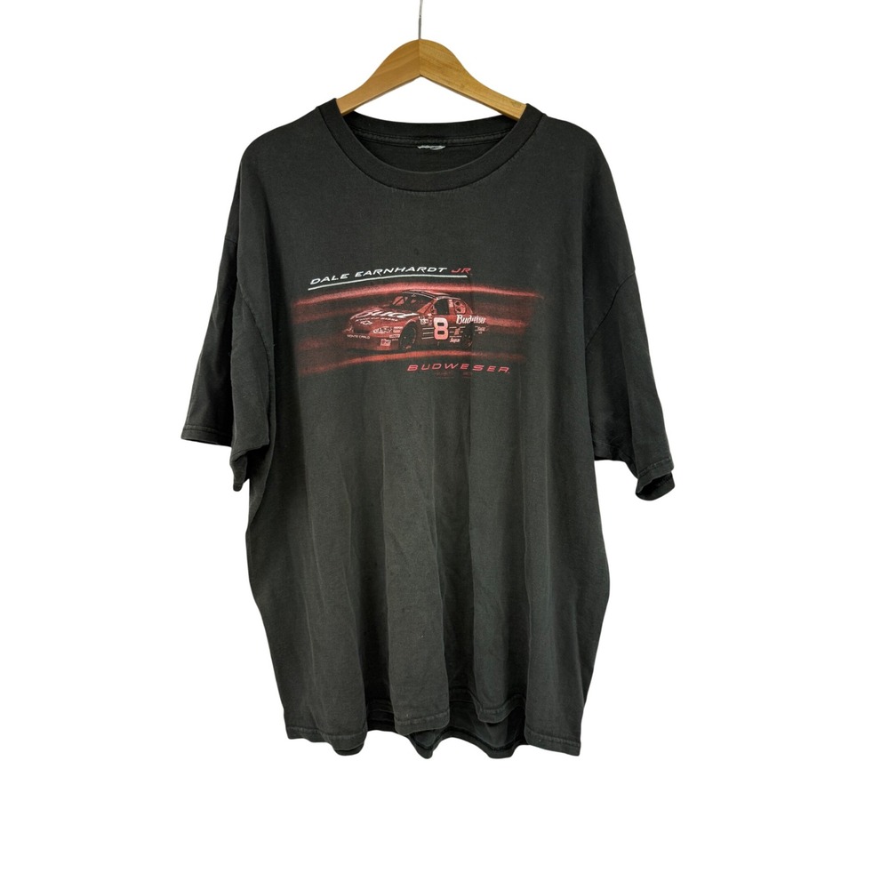 Vintage Dale Earnhardt Jr Budweiser NASCAR T-Shirt Black Graphic Tee Mens XL